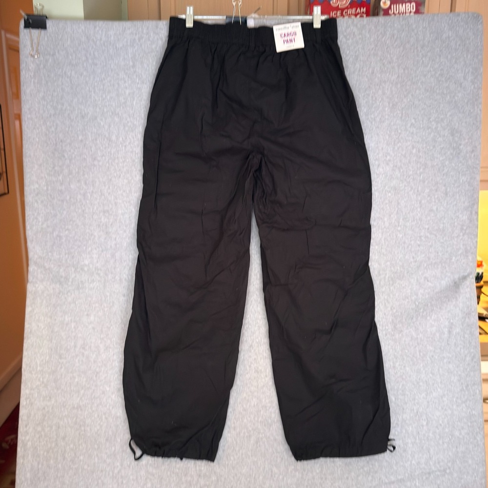 NEW! Vanilla Star Cargo Parachute Pants Womens 29x28 / 9 Black Wide Leg NWT - Picture 3 of 11